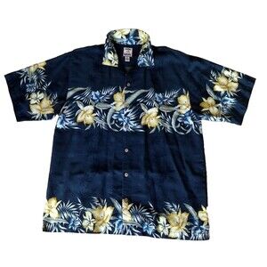 Tommy Bahama Silk Blend Hawaiian Camp Shirt Mens M Loop Collar Jacquard Tropical